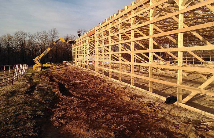 a wooden frame being built in a field